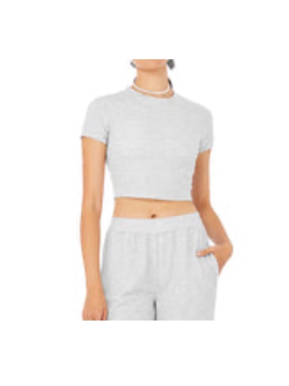 Alo Yoga micro waffle pant set with high waist wide leg pants and crop top